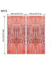 4 包铝箔窗帘背景银色金属丝箔流苏窗帘照片亭道具适用于生日婚礼订婚育儿室装饰婴儿洗礼单身派对圣诞节节日庆祝派对装饰、母亲节毕业季装饰、生日、单身派对、准新郎派对装饰 - 4 包 - 銀色 - 查看 31