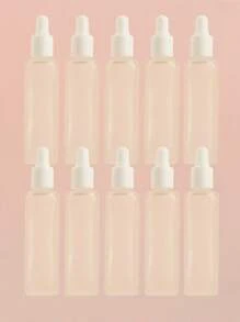 3/5/10/20pcs/Set Square Matte Empty Refillable Glass Dropper Bottles 5ml/8ml/10ml/15ml/20ml For Essential Oil, Serum, Perfume, Travel And DIY Use, White And Silver Cap