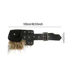 American Street Hip-Hop Style Furry Patchwork Metal Buckle Adjustable PU Leather Belt - màu nâu sô cô la - Xem 8