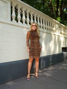 Women's Dress In Draped Lined Tulle - 動物圖案 - 查看 10