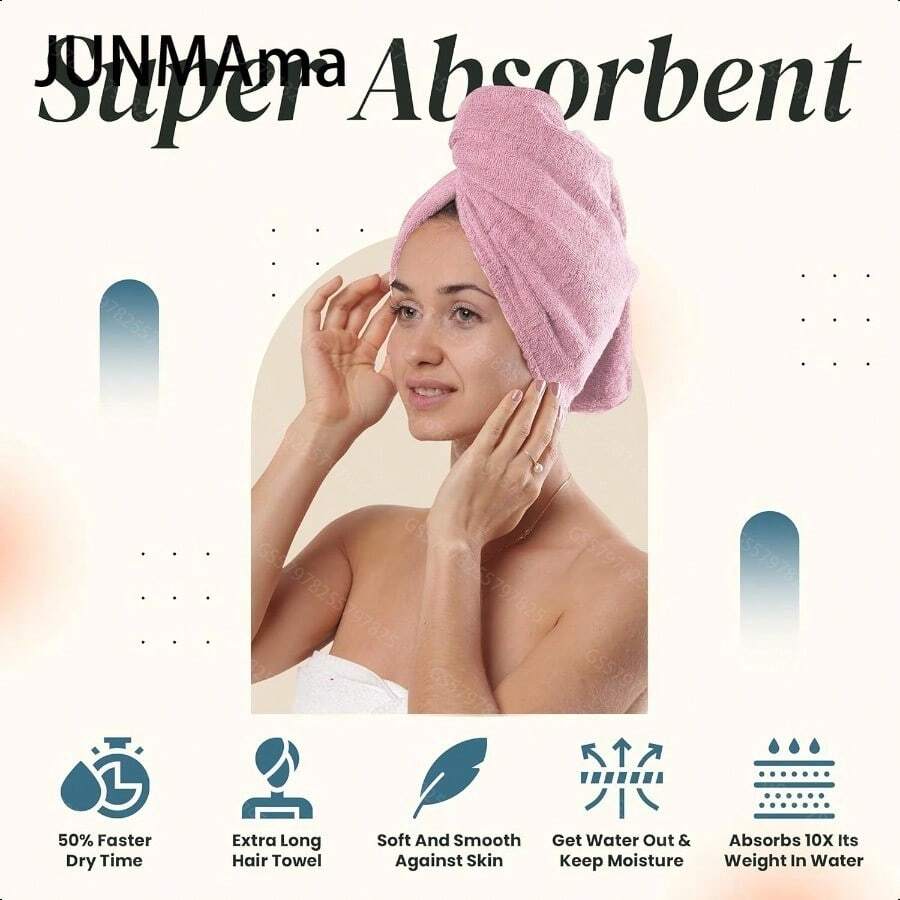 Toalla de pelo de algodón con textura de gofre extra grande de 30 pulgadas de largo y 400 GSM, ultra absorbente y de secado rápido, turbante de pelo ideal para mujeres con cabello largo y rizado, perfecto para el peinado "plopping", color rosa hippie, ideal para el regreso a clases - HippiePink - Ver 1