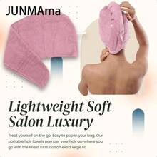 Toalla de pelo de algodón con textura de gofre extra grande de 30 pulgadas de largo y 400 GSM, ultra absorbente y de secado rápido, turbante de pelo ideal para mujeres con cabello largo y rizado, perfecto para el peinado "plopping", color rosa hippie, ideal para el regreso a clases - HippiePink - Ver 5