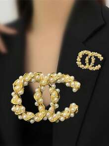 1枚仿珍珠字母胸针，男女皆宜，生日礼物，适合装饰西装外套、围巾、服装、包包，秋冬季款。 - 金色 - 查看 13