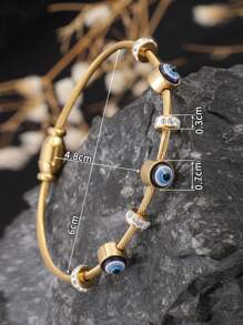 1pc 18K Gold-Plated Stainless Steel Vintage Devil's Eye Bracelet With Inlaid Cubic Zirconia Stone, Fashion Versatile Personalized Accessory, Suitable For Women Daily Party Wear, Gift For Girlfriend Or Best Friend