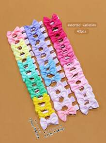 43 pièces Pinces à cheveux nœud papillon de couleur aléatoire, accessoires capillaires style doux coréen