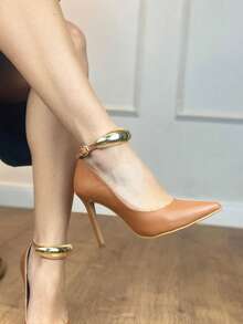 Angela Galvão Pumps With Gold Detail, 11cm Heel - 巧克力棕 - 查看 2