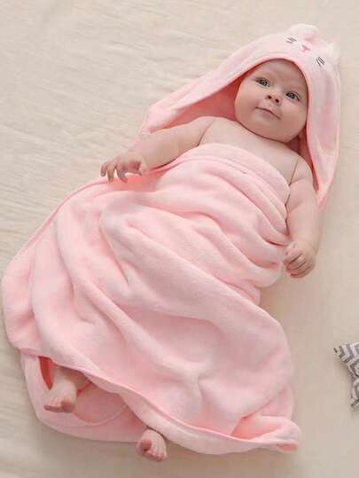 Coral Fleece Cute Cartoon Animal Hooded Bath Towel For Babies & Kids, Soft Absorbent Quick Dry Bathrobe Cloak Wrap For Newborns, Toddlers Swimming & Bathing, 1 Piece