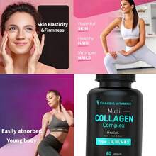 Multi Collagen For Women & Men - Type I, II, III, V, X Supports For Skin, Hair, Nails, Joints & Digestion | Menopause Care (60 Capsules One Bottle) - Hai chai-Ưu đãi hơn - Xem 4