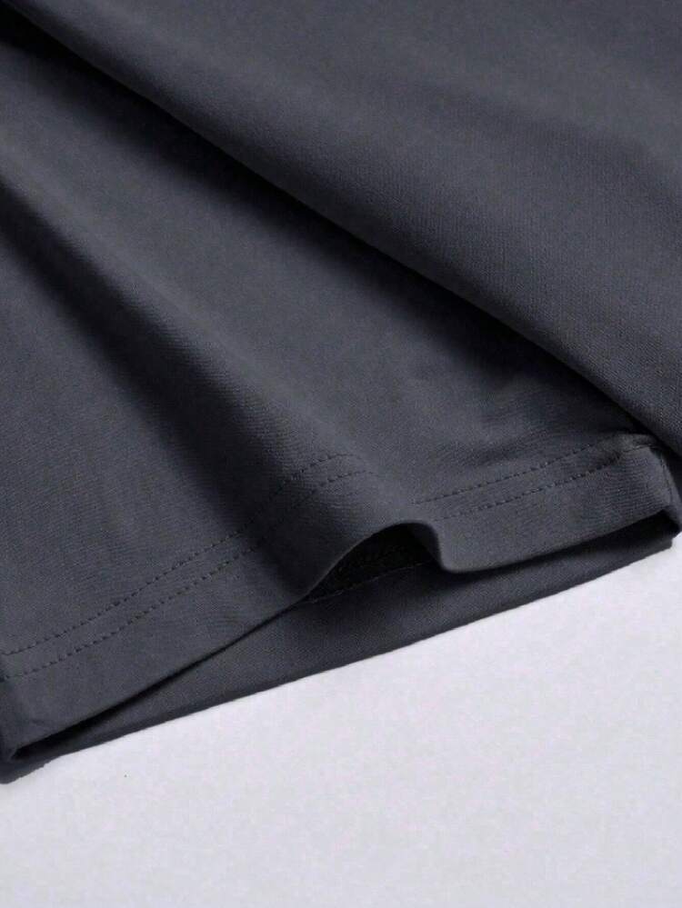 男士休闲短袖 T 恤和裤子套装，适合街头、户外和日常穿着，舒适装扮 - 灰色 - 查看 6