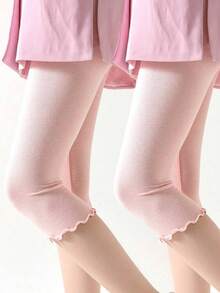 1/2/3 双女童可爱荷叶边针织紧身裤,有弹性,适合春、夏、秋季 - 彩色 - 查看 72