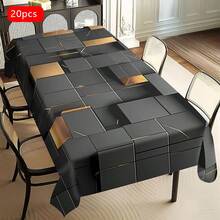 1/20 件现代艺术设计桌布 - 几何图案涤纶矩形桌布，适合室内/室外使用，耐用且易于清洁的厨房和餐厅装饰，现代家居礼物，餐桌装饰， - 彩色 - 查看 25