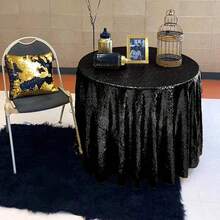 2pcs Black Sequined Tablecloths, 35 Inch Round Small Glitter Tablecloth For Birthday, Cake, Party, Christmas, Wedding, Home And Outdoor Decor - Multicolor - View 14