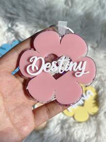 Daisy Custom Bag Charm, Backpack Tags, Girls Keychain, Tag, Acrylic Keychain, Groovy Letter Charm, Backpack Name Tag, Glitter Daisy Back To School Gifts