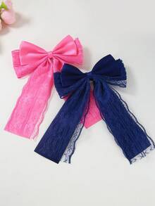 Set de 10 pinzas para el cabello con lazo de encaje y cinta para niñas, accesorios para el cabello con lazo en capas, para uso diario - Multicolor - Ver 4