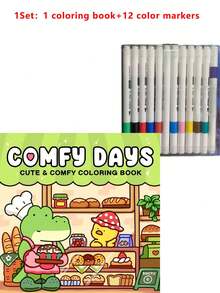 1 本 Comfy Days Coco Cozy 简易涂色书，48 页，可爱生物，蒙特梭利绘画，手绘必备，学校绘画用品，圣诞节、万圣节创意礼物
