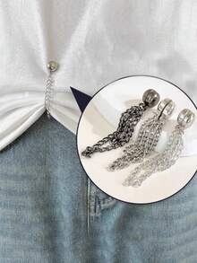 3pcs Magnetic Waist Cincher, Adjustable T-Shirt Hem Clips, Perfect Fit, Metal Snap Button, Available In White/Gold/Black School