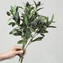 1 ramură plantă artificială cu fructe false, aspect realist, 4 furci, design simulare ramură de măslin, decor pentru casă, recuzită fotografie, cadouri, ziua de naștere, absolvire