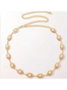 1 件波西米亚风格雕花金属腰带，适合夜间约会、派对、婚礼和节日等休闲场合，可搭配秋季、秋季、万圣节