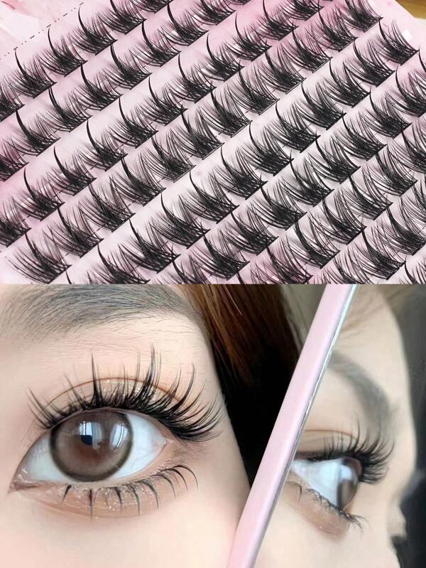 120pcs Lash Clusters DIY Eyelash Extensions Cluster Lashes Wispy Individual False Eyelashes C D Curling 8-13mm Thick Fluffy Eyelash Clusters