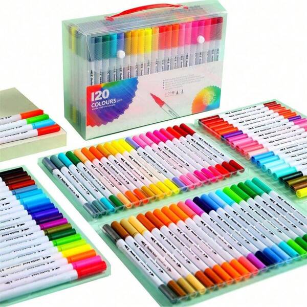 12pcs24pcs36pcs48pcscolor Brushes, Markers, Water-Based Dual Head Watercolor Pens, Color Washable Soft Head Pen Set, Both Heads Can Be Used, Water-Based Marker Pen Set Available For Selection, Holiday Gifts, Christmas Gifts