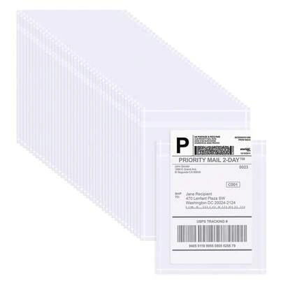 100PCS Shipping Label Sleeves, 4.5" X 5.5" Packing Slip Pouches, Packing List Envelopes/Shipping Label Envelopes For Mailing, Packing List, Packaging, Protective Documents
