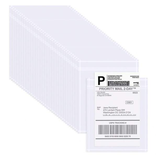 100PCS Shipping Label Sleeves, 4.5" X 5.5" Packing Slip Pouches, Packing List Envelopes/Shipping Label Envelopes For Mailing, Packing List, Packaging, Protective Documents