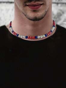1 pieza Collar unisex de béisbol, collar de cuentas inspirador, collar de strass - collar - Ver 2