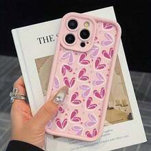 Funda para teléfono 1 pieza Rosa rayas amor anticaída suave 11/12/13/14/15/16 - Rosa - Ver 5