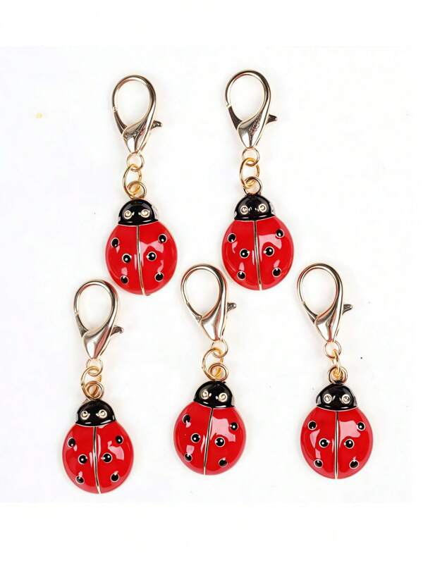 10pcs Lovely Ladybug Shape Metal Keychain, Enamel Lobster Claw Clasp Backpack Charm Accessories, Unique Birthday, Graduation Gift For Friends School Cartoon