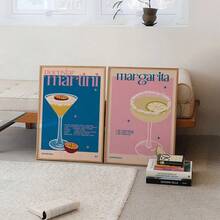 1 szt. Jesienny koktajl Margarita Martini Bar i plakaty Vintage Estetyczne obrazy ścienne Kuchnia Sklep Klub Wystrój Bez ramki - Wielokolorowe - Zobacz 5