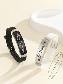 ATLVXJL 2 件/套夜光硅胶手指心形手链，友谊/情侣饰品，休闲日常佩戴，适合情人节送礼