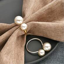 1-12pcs High-Grade Pearl Napkin Rings, Suitable For Restaurant, Hotel, Dining Table Decor, Wedding, Holidays