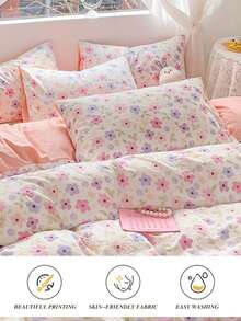 2 件 Ditsy Floral 柔软枕套，粉色，适合单人床、双人床、大号床、特大号床 - 彩色 - 查看 2