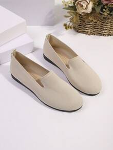 Dames Outdoor Fashion Ronde Neus Platte Ademende Casual Schoenen - Beige - Bekijken 6