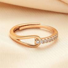 1 pieza Anillo con diseño geométrico hueco, de circonia, de estilo estético, delicado y lujoso al estilo coreano, ideal para uso diario casual