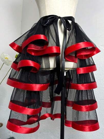 Adjustable Waist Tulle Skirt, Suitable For Stage Performance, Game Cosplay, One Size Fits Most, Multi-Color