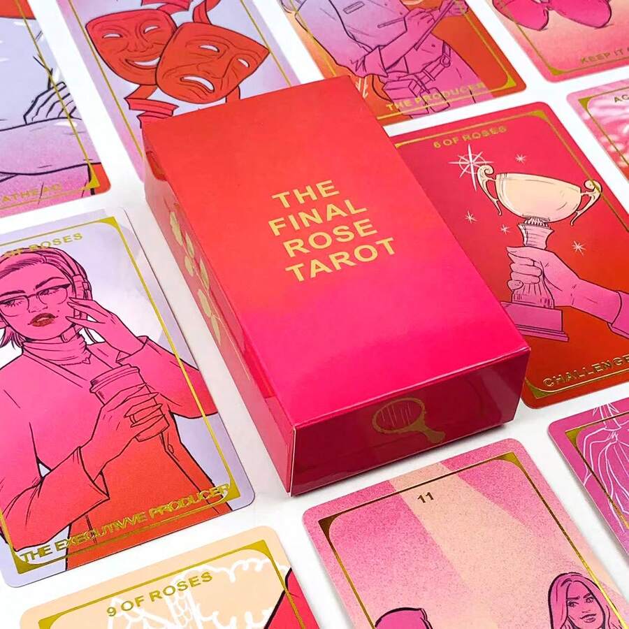 Feminine - Modern Romance Tarot Collection - "The Final Rose" Deck With Gold-Accented Playing Cards For Sorority Bonding Nights - Multicolor - View 1