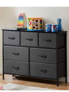 Fabric Storage Dresser With 9 Drawers, Steel Frame And Wooden Top For Bedroom, Closet And Entryway