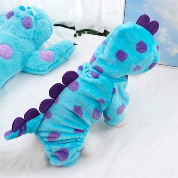 1pc Pet Dinosaur Transformation Costume, Autumn/Winter Clothes For Small Dogs