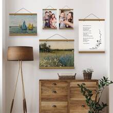 SURELIFE 1pc Magnetic Wood Hanger Frame Poster Canvas Frames Teak Pine For Photos Pictures Prints Maps Scrolls And Canvas Artwork Wall Art Decor Decoration Gifts Birthday Graduation