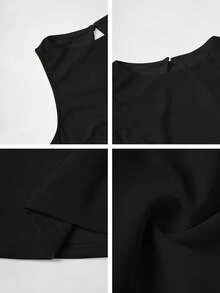 Women's Solid Color Fitted Backless Christmas Dress - Black - View 11