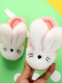 Kids Cute Rabbit Ear Warm Plush Slippers, Autumn/Winter