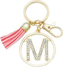 Letter Keychain Women Purse Charms Handbags Alphabet Initial Letter Pendant With Tassel - Gold-t - View 5