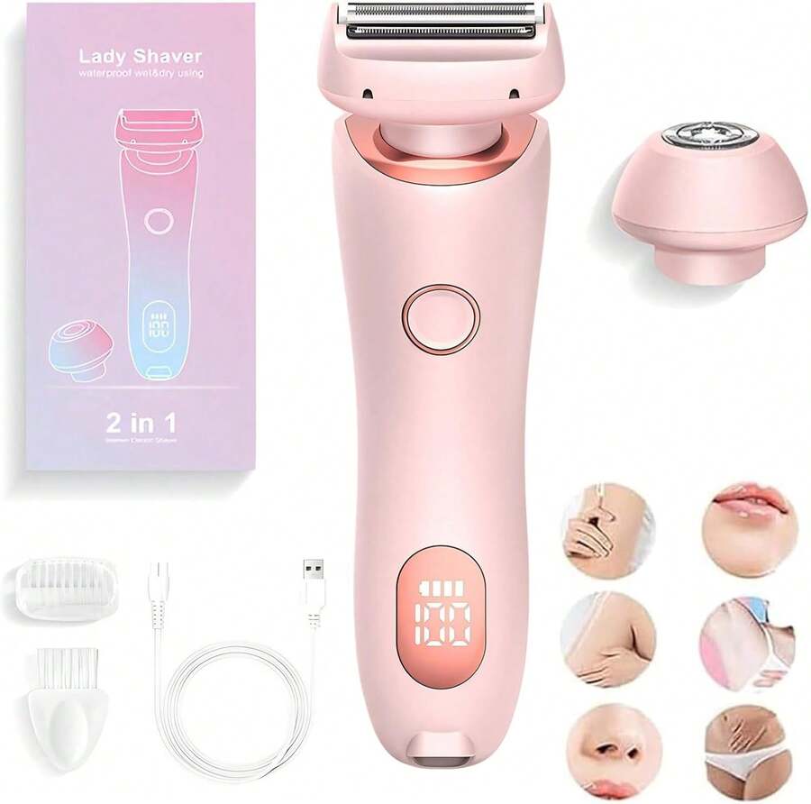 Dusk Razor For Women: Silk Glide Pro 3.0 Electric Shaver - Waterproof 2-In-1 Wet&Amp;Dry Painless Hair Removal For Legs\/Underarm\/Bikini With Removable Head &Amp; Travel Case (Pink) - Black - View 1