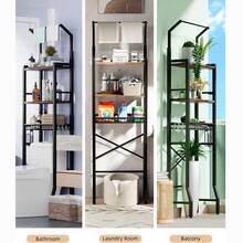 Over The Toilet Storage Cabinet, Over Toilet Bathroom Organizer 4-Tier Over Toilet Shelf Freestanding Space Saver Bathroom Shelves Above Toilet For Room, Black - 黑色 - 查看 7