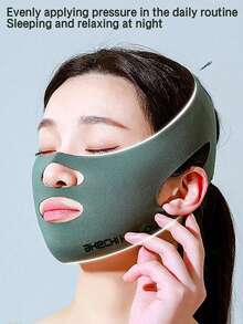 V-Shape Face Lifting Chin Shaping Bandage, Face Mask To Prevent Sagging - Green - View 3