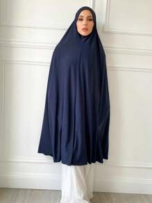 1 buc Eșarfă musulmană fără mâneci, culoare solidă, mărime plus, pentru femei, eșarfă hijab cu acoperire completă instantanee, design de acoperire a bărbiei, potrivită pentru asortare zilnică, Al-Amira, Khimar, Jilbab, toate anotimpurile