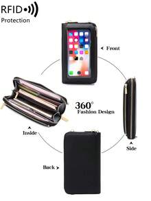 MIYIN Women's Minimalist Touch Screen Mobile Phone Bag With Wrist Strap & Adjustable Long Shoulder Strap, Multi Functional Double Zipper Shoulder Transparent Mini Small Bag Purse Mobile Phone Bag,Portable Hand Bag RFID Blocking Mobile Wallet Purse - Multicolor - View 5