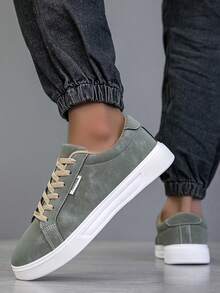 2025新款男士运动鞋 男士时尚帅气休闲鞋 系带男鞋 滑板鞋 男士板鞋 个性街头男鞋 - 軍綠色 - 查看 4