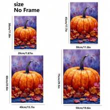 1 Piece,Colorful Pumpkins, Fallen Leaves, Watercolor Style, Vibrant, Autumn Background,Halloween Modern Frameless Art Decoration Painting, Printed Posters Mural, Waterproof Canvas,Suitable For Home, Office, Bedroom, Living Room, Study, Bathroom, Bar, Wall Arts And Home Decoration, Is An Ideal Holiday Gift Halloween Decor Fall Decor Room Decor